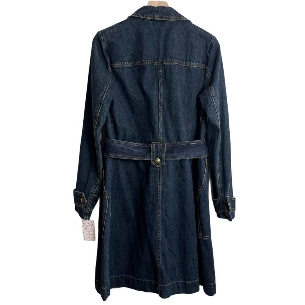 FREE PEOPLE NWT Belted Dark Blue Denim Jacket Coat — Small - Picture 12 of 16